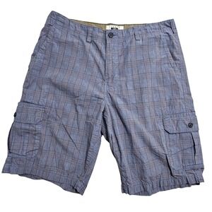 Joseph Abboud Mens Blue Plaid Cotton Cargo Shorts Size 36 RN77219